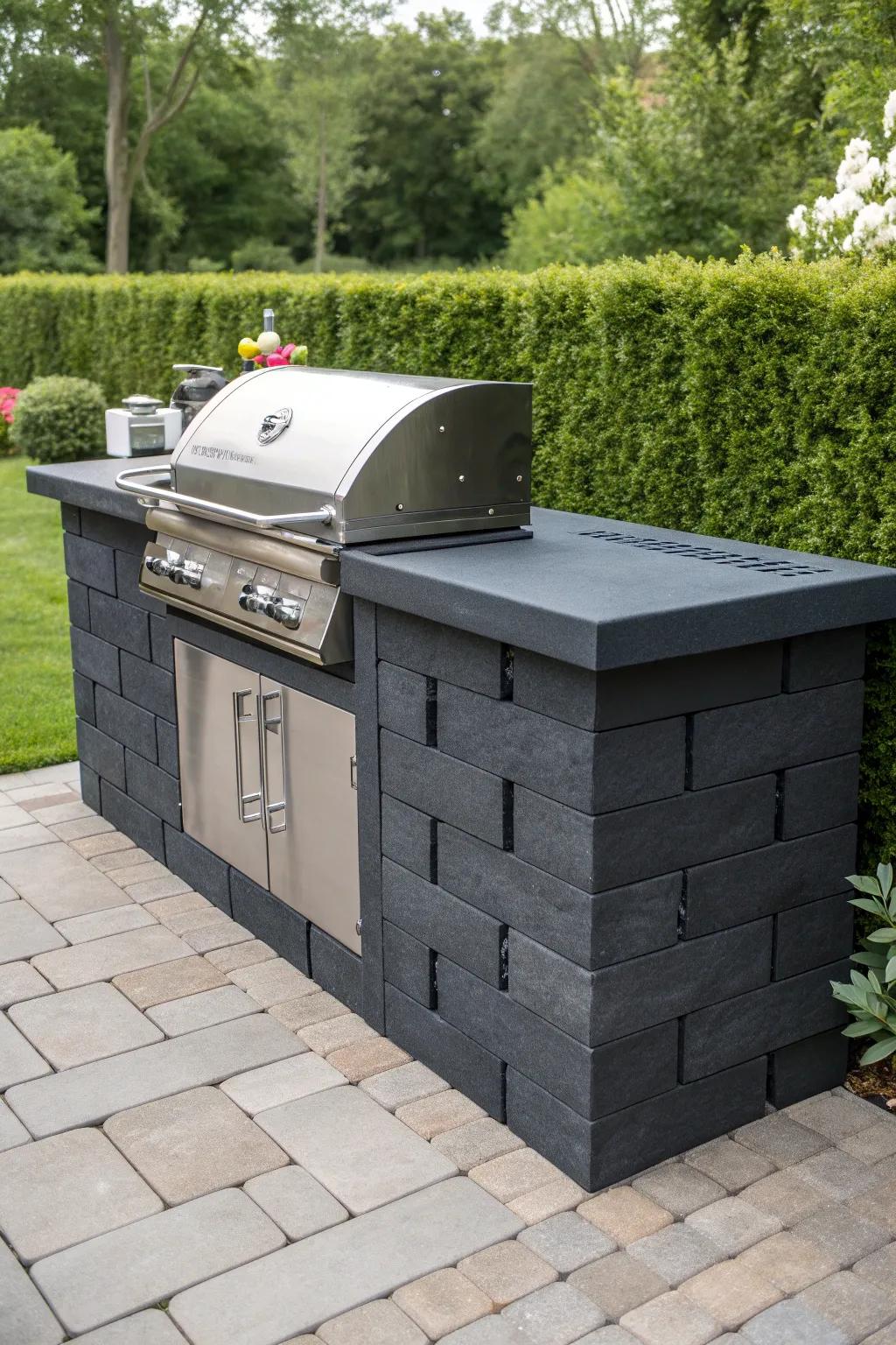 Elevate your outdoor cooking experience with a chic, modern cinder block grill station.