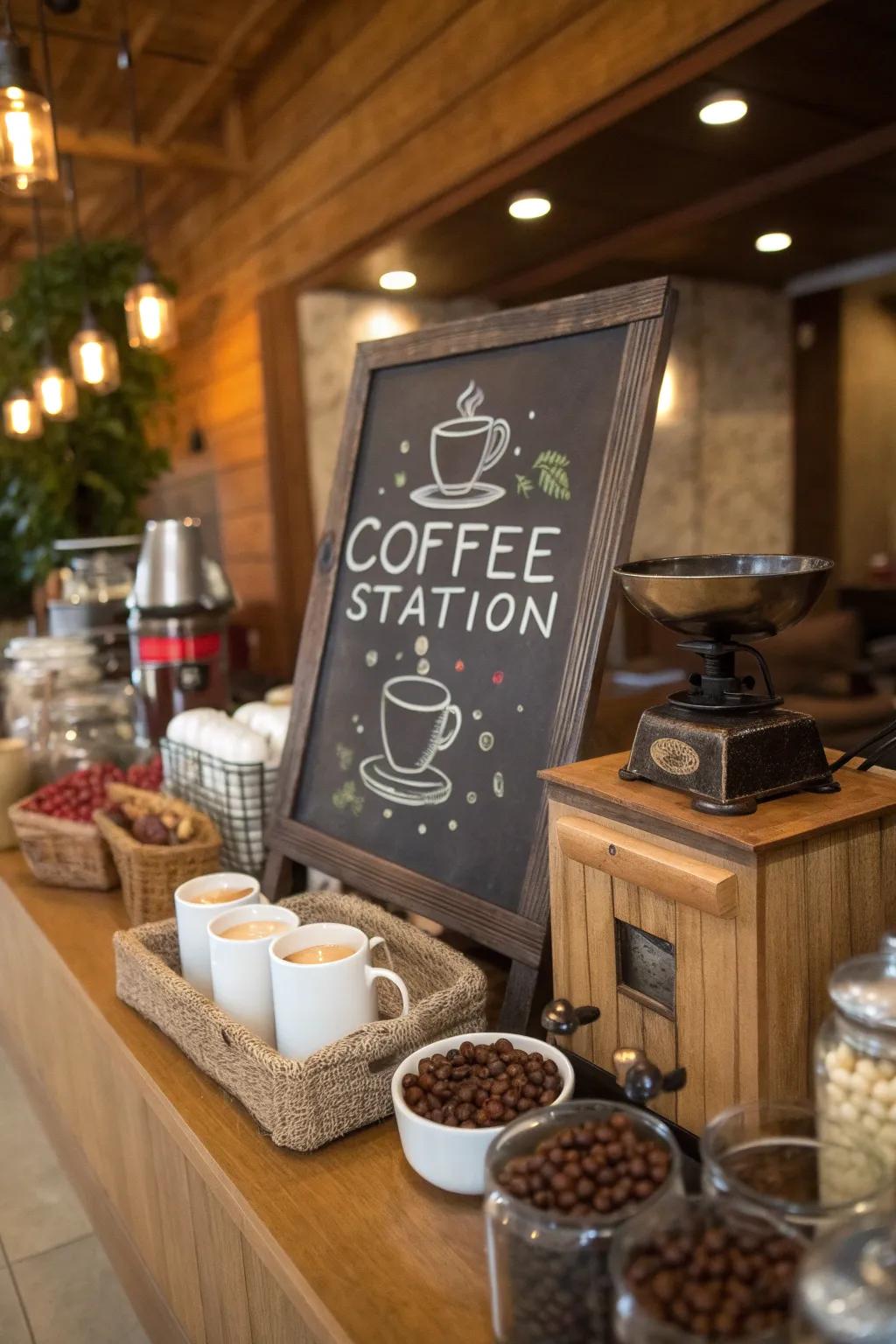 Chalkboard selection for a customized cafe experience.