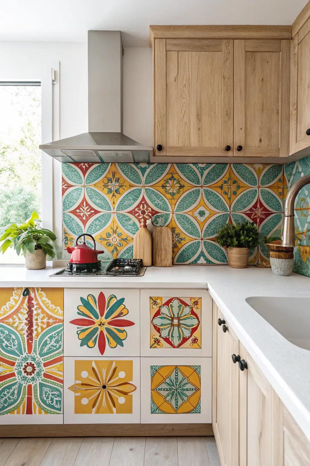 Add a splash of retro flair to your kitchen with a vibrant mosaic backsplash!