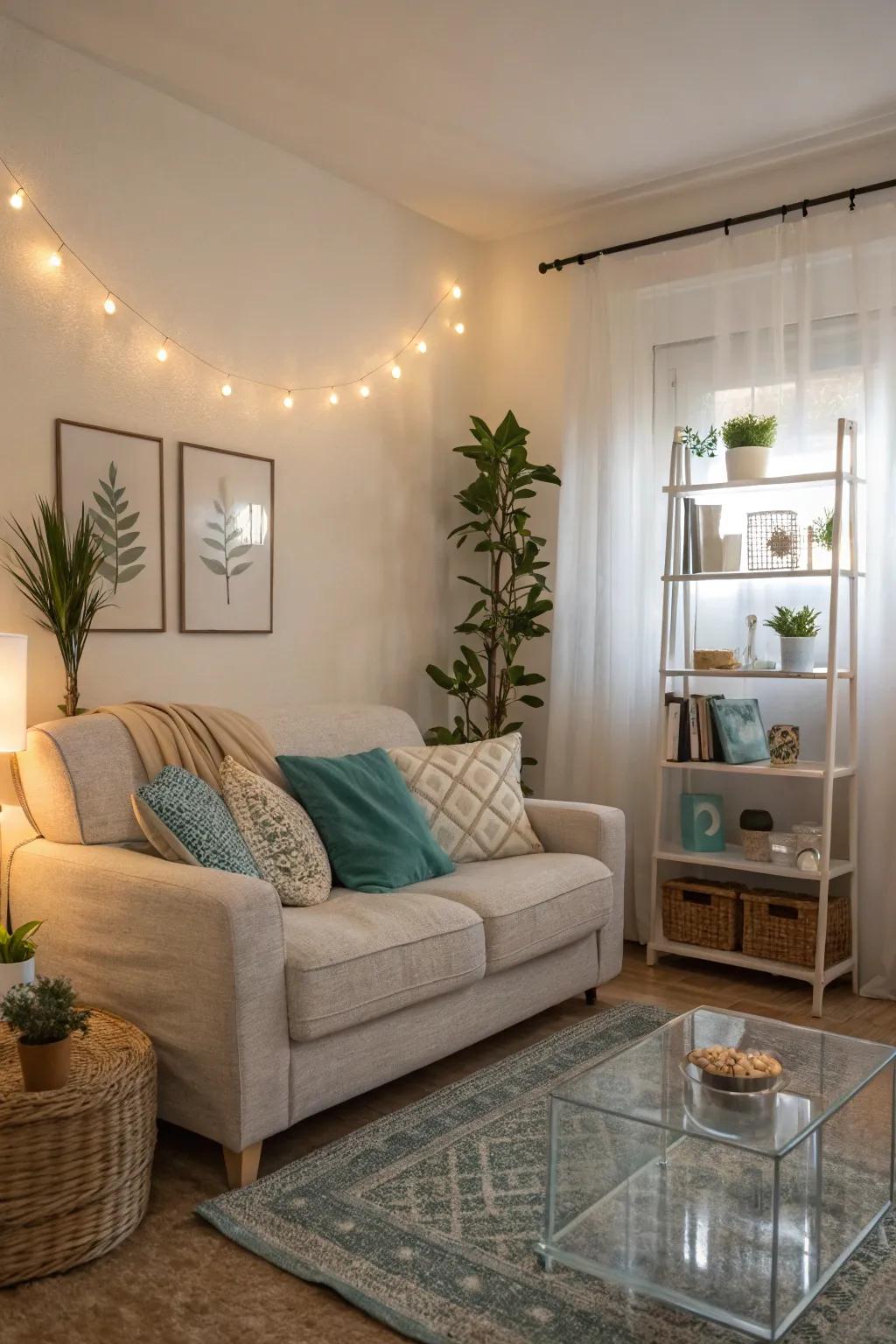 Transparent furniture that enhances a comfortable sofa.