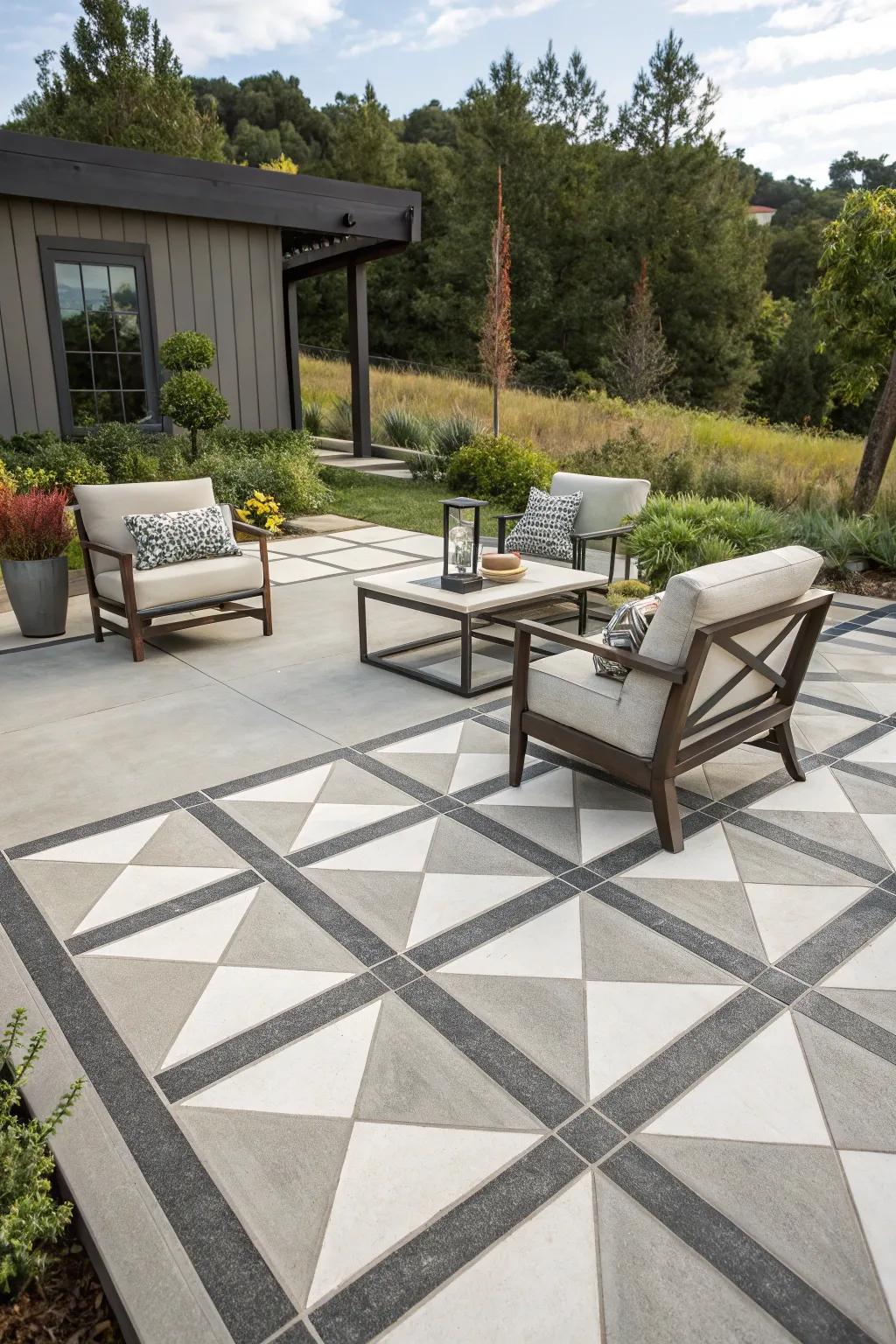 Geometric patterns bring a modern touch to your patio.