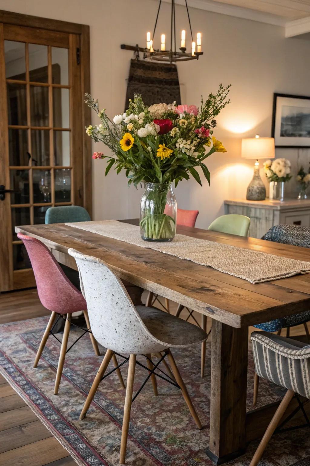 Distressed furniture that adds character and charm.