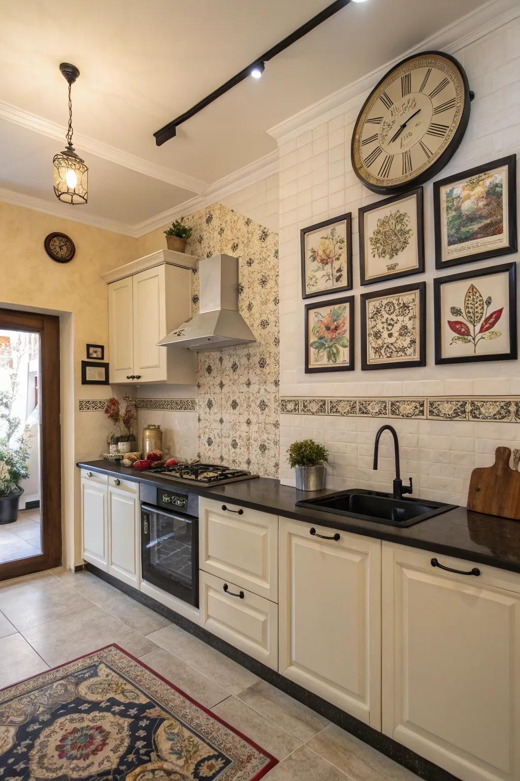 Decorative touches personalize the kitchen and enhance its charm.
