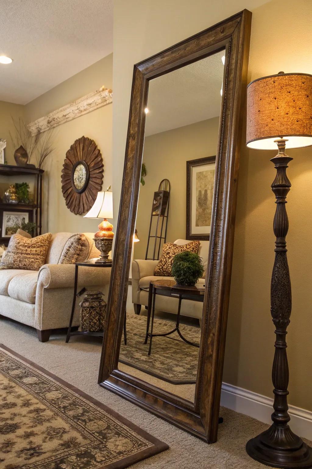 A mirror enhances space and light.