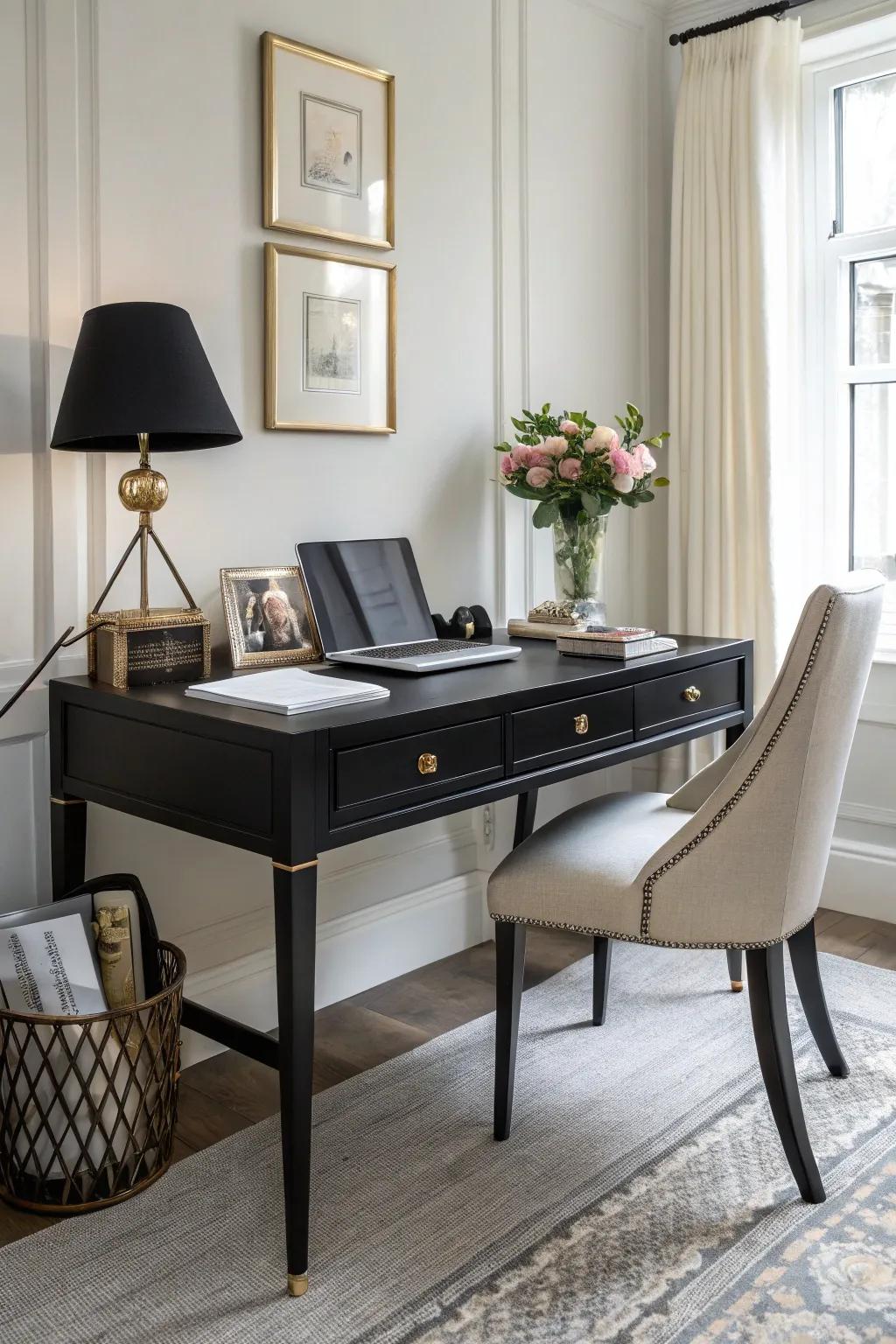 Onyx desks offer a dramatic and sophisticated presence.