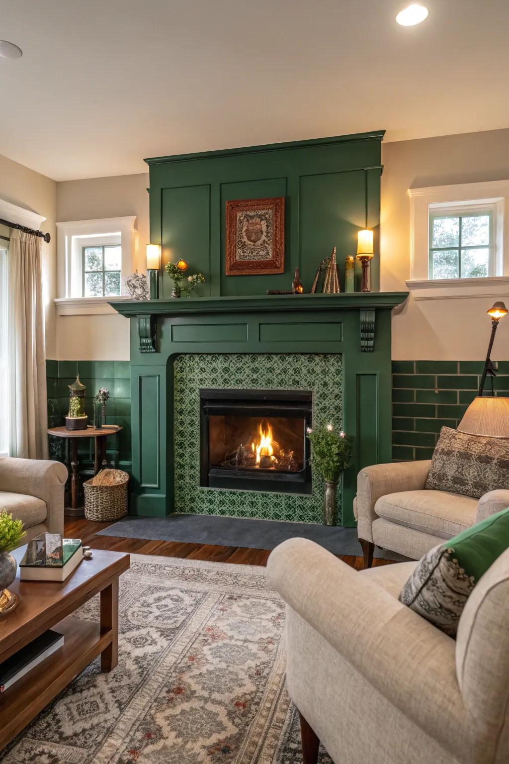 Verdant place of fire as the cozy key point.