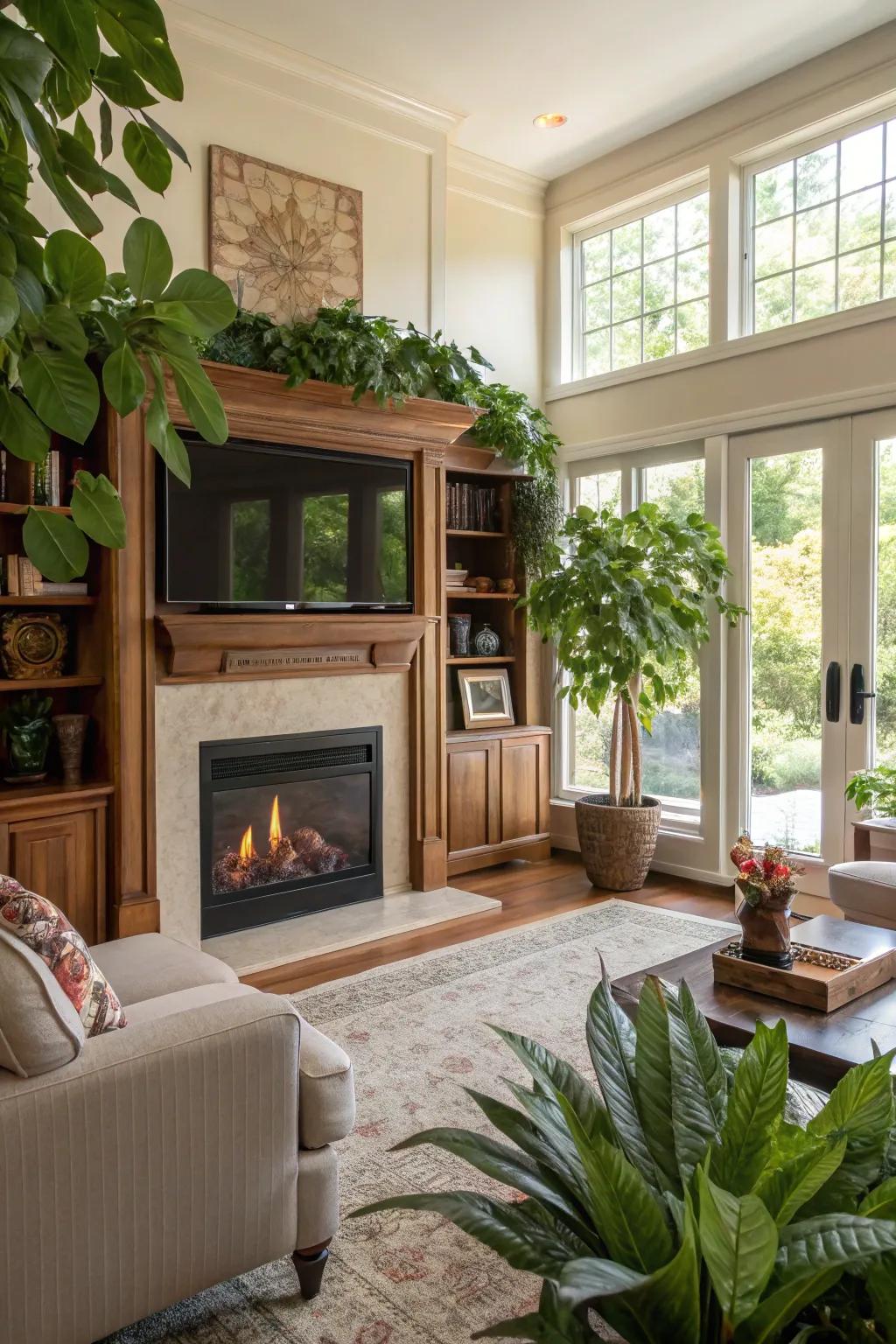 Nature’s touch: The harmony of illumination and vegetation.