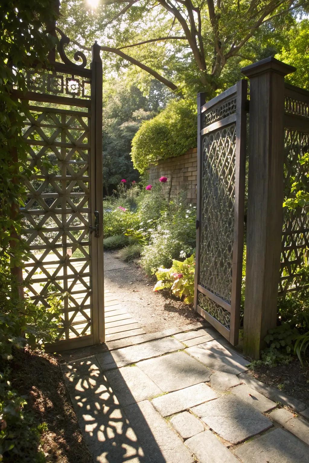 A delicate interplay of light and shadow with detailed designs.