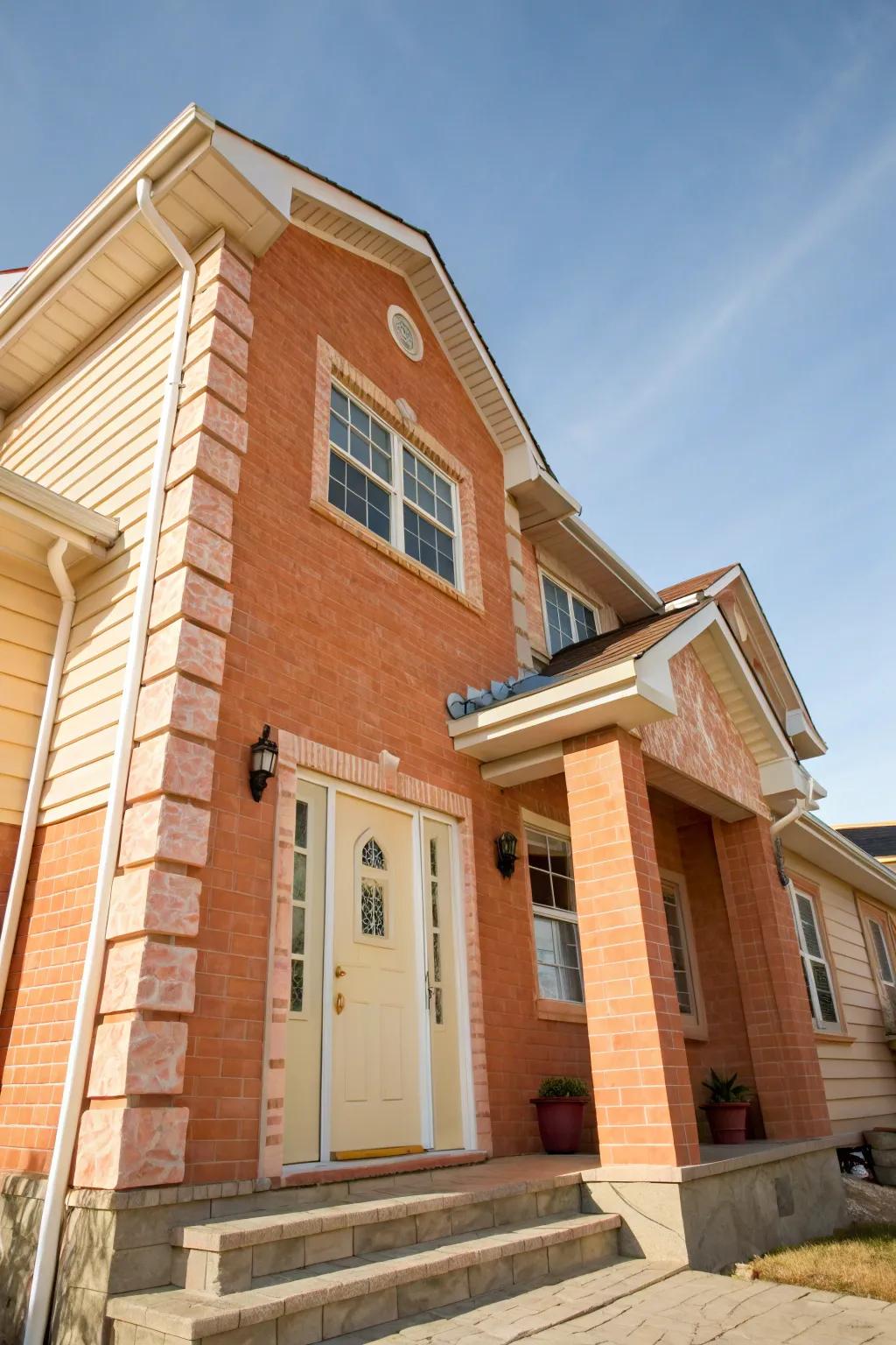 Peach brick and cream welcome with warmth