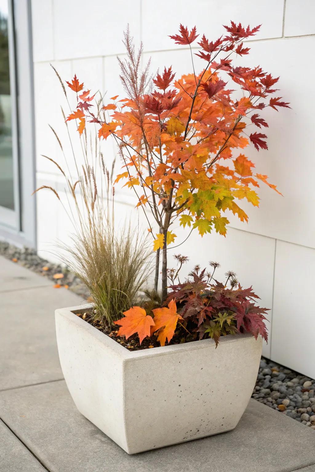 Minimalist planters offer sleek elegance.