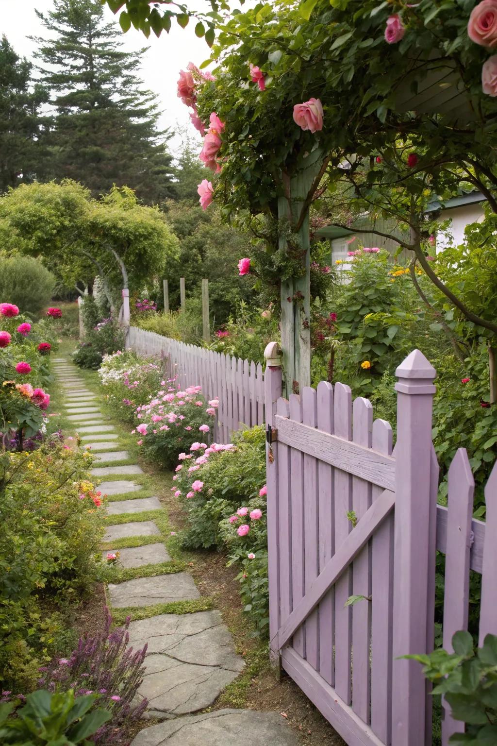 Lavender fences add a gentle, romantic vibe to gardens.