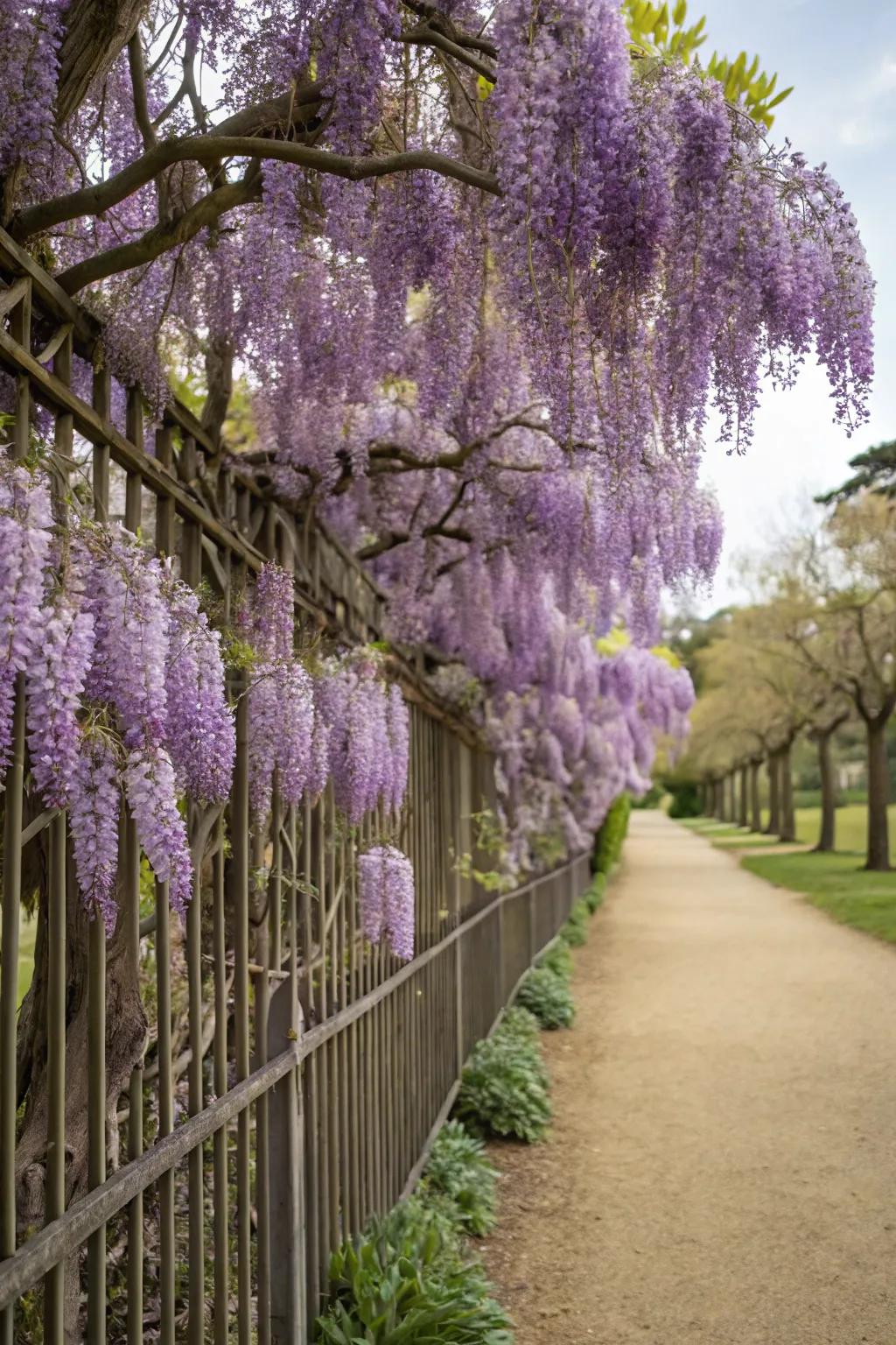 Wisteria creates a fairy tale atmosphere with its blooms.