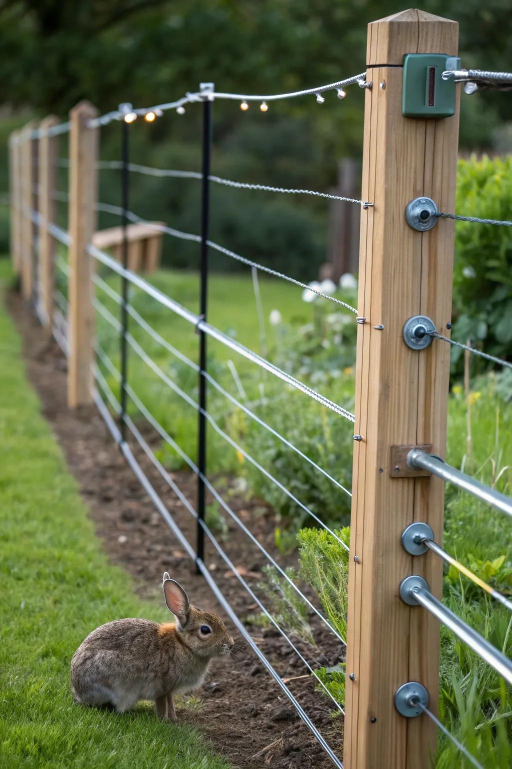 Masterful Craftsmanship: A sleek electric fence to protect your garden sanctuary.