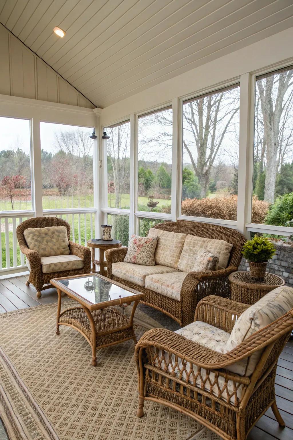 All-season furniture resisting weather changes.