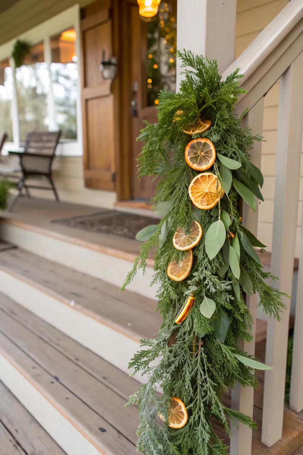 Citrus segments append pigment and fragrance to your garland.