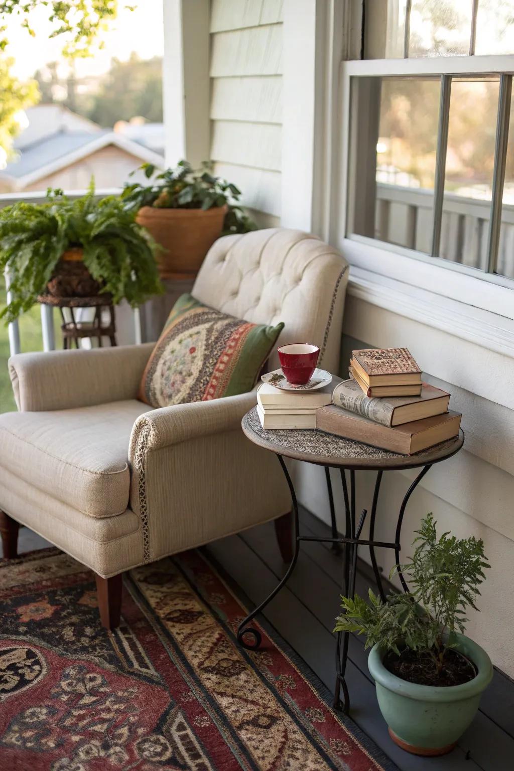 A literary retreat presents a serene sanctuary.