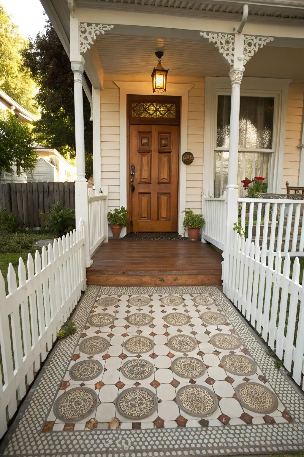 Roundel slabs add a whimsical and personalized touch to your porch.
