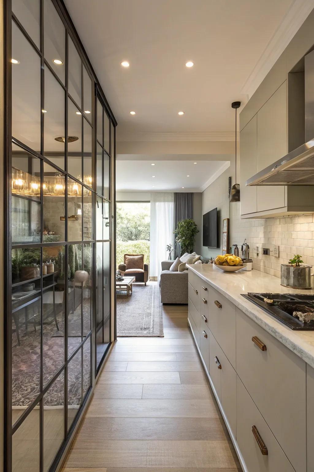 A glass wall lets you separate spaces without blocking the view.