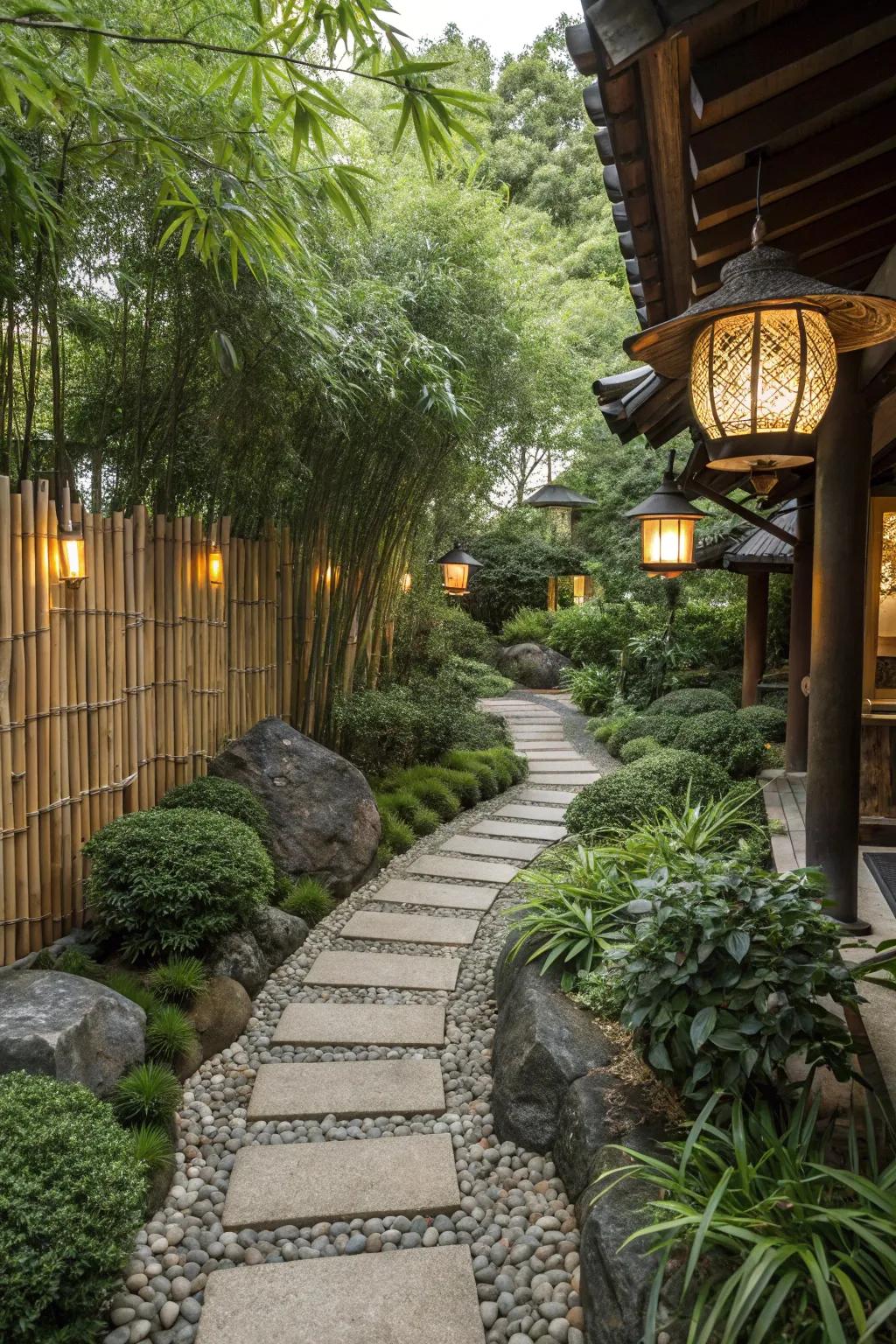 Bamboo edging delivers an eco-friendly, exotic garden border.