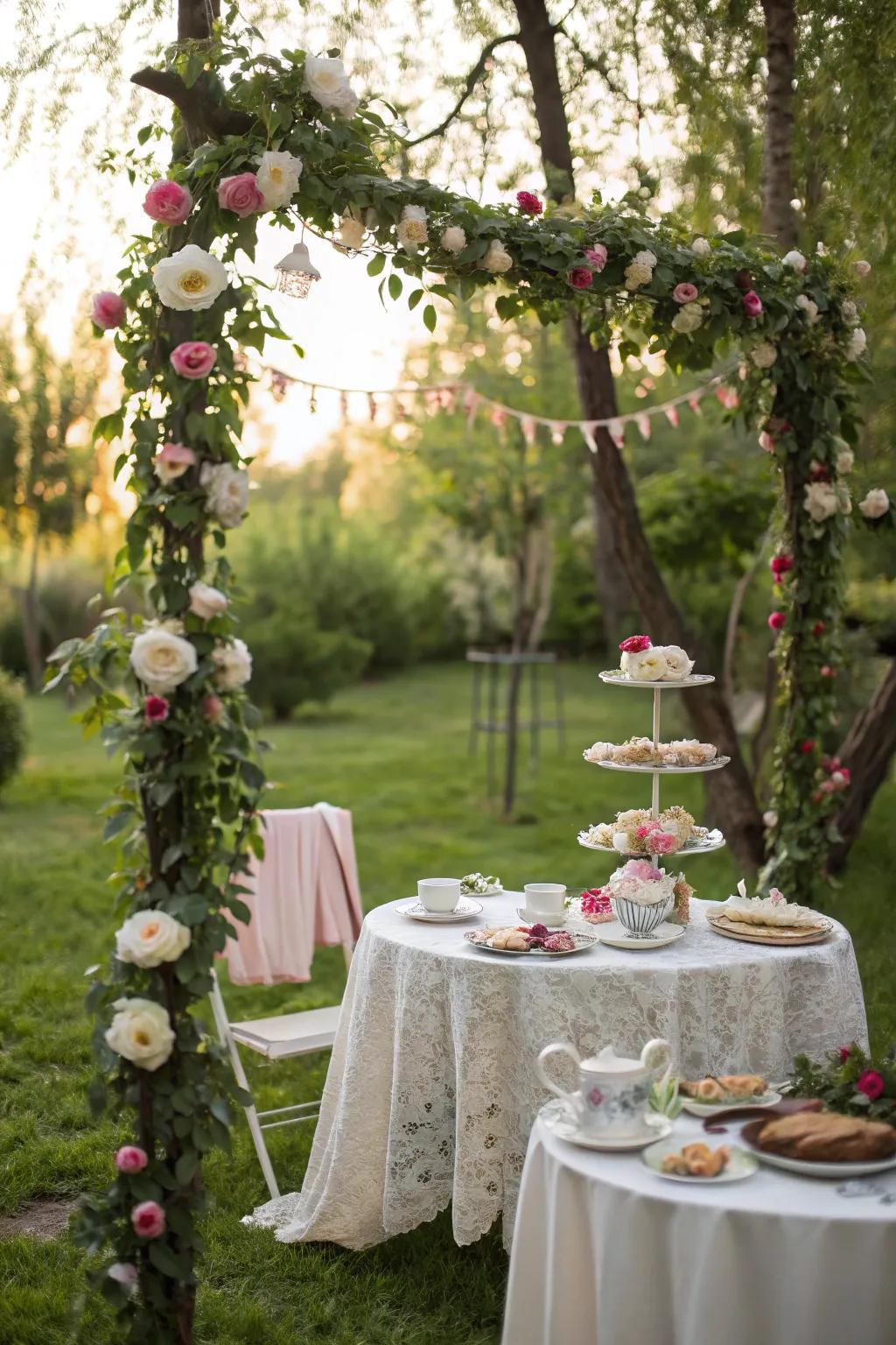 Floral garlands infuse the space with natural beauty and color.