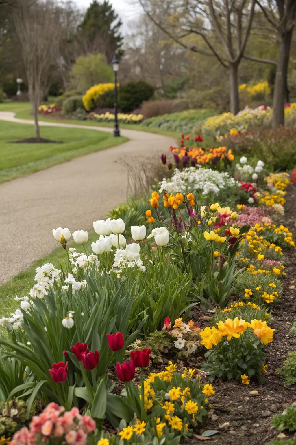 All-season floral beds ensure year-round garden color.