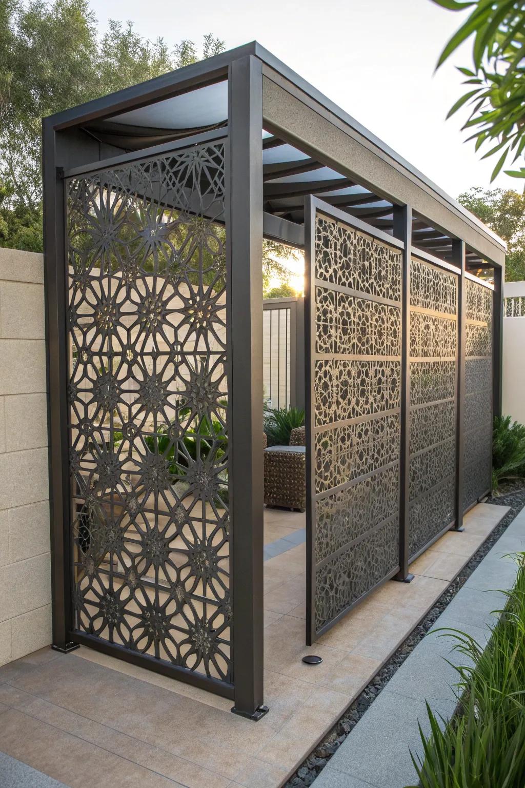 Elevate your outdoor space with sleek metal panel screens—where durability meets modern elegance.