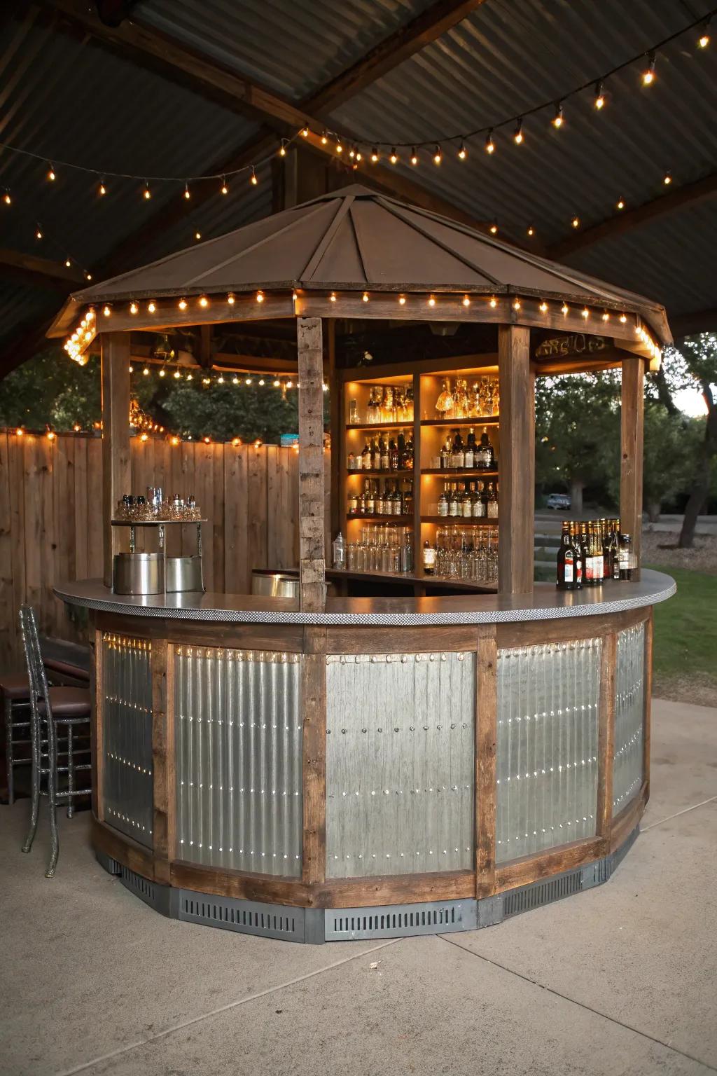 Elevate your gatherings with a bar counter that perfectly balances rustic charm and modern elegance.