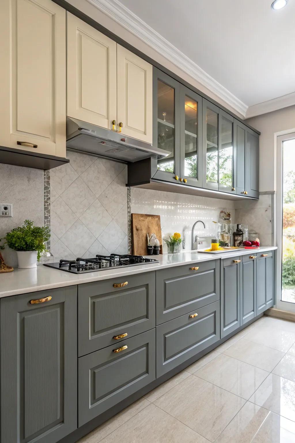 Two-tone cabinets bring dimension and flair to a modern kitchen.