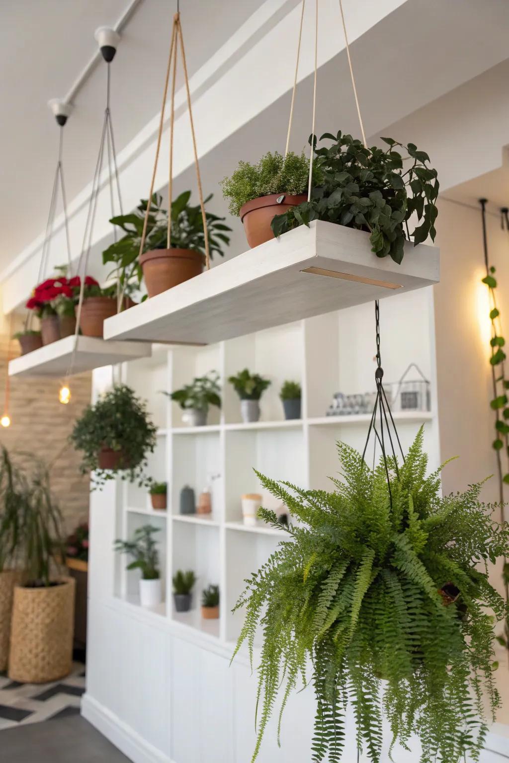 Showcase your collection with floating plant shelves.
