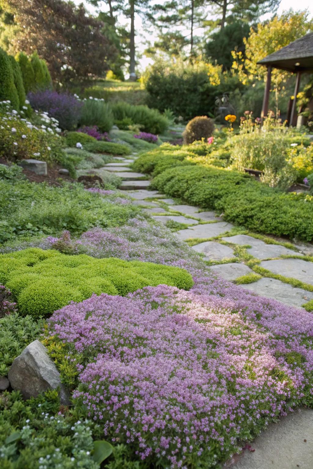 Unique ground covers add texture and interest.