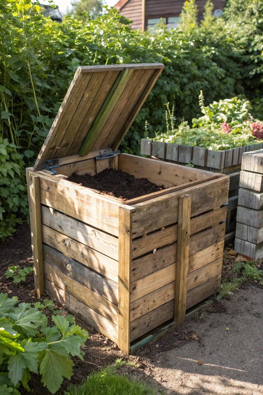 Transform your garden with this handcrafted pallet compost bin, where sustainability meets craftsmanship.