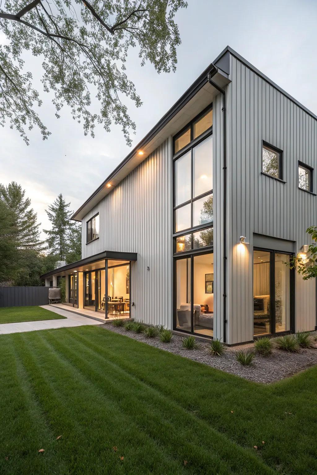 Vertical siding for a surprising and modern twist.