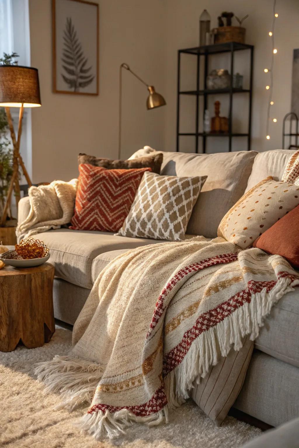 Textured fabrics bring warmth and depth to your decor.