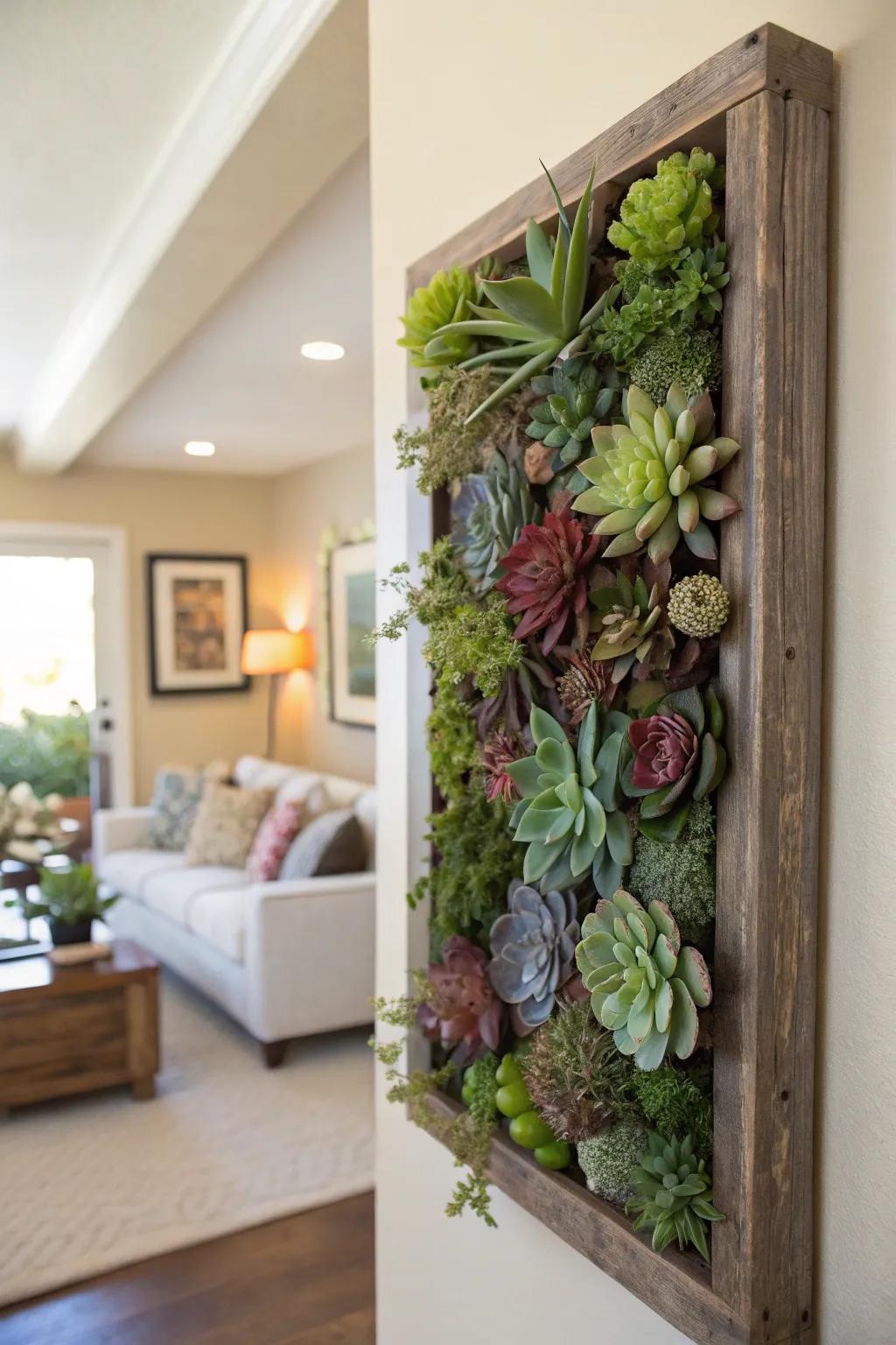 Bring walls to life with a vertical succulent garden.