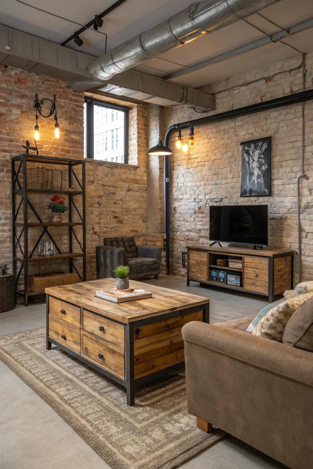 Reclaimed timber adds warmth and character to the space.