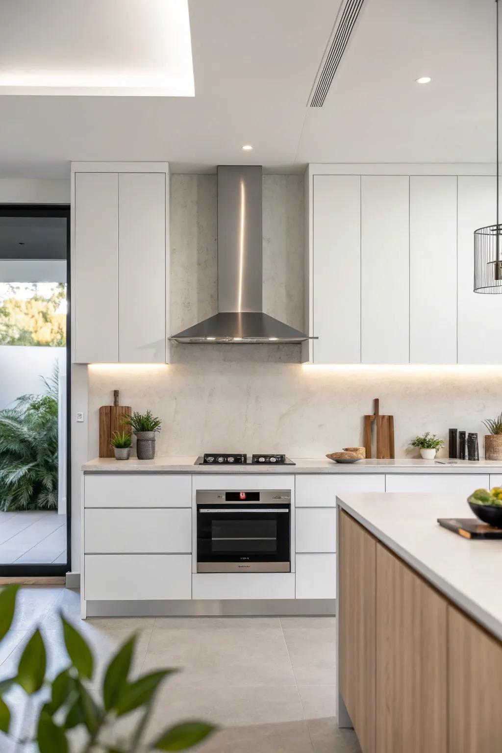 Create a seamless look with a hidden range hood.