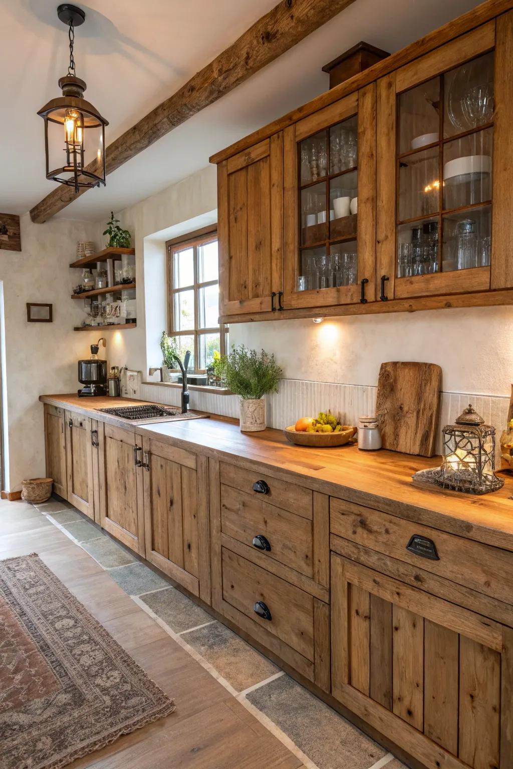 Wood countertops add natural warmth and charm.