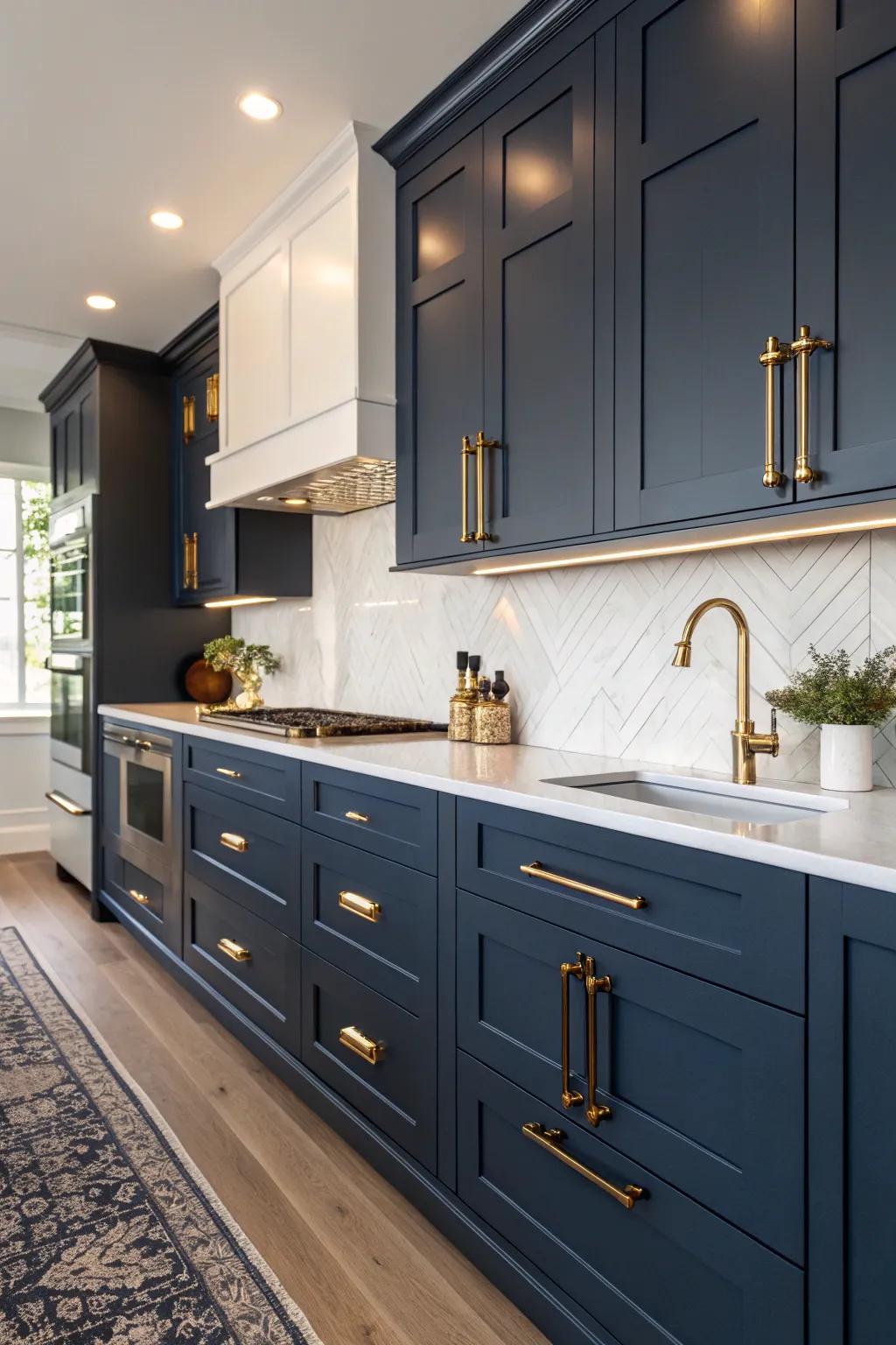 Classic dark blue infuses depth and extravagance into any kitchen setting.