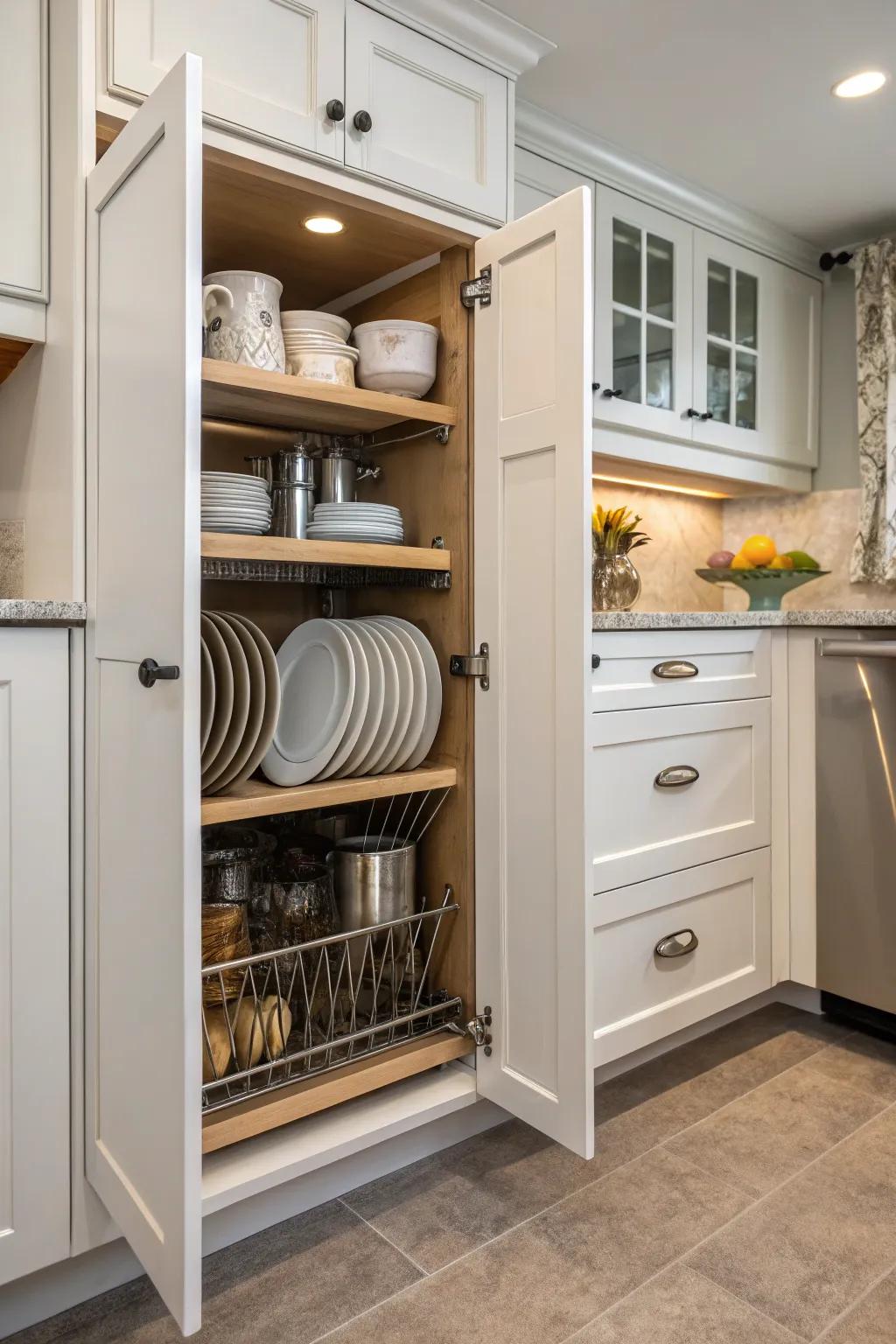 Custom slots: the secret to keeping your kitchen essentials accessible and beautifully organized.