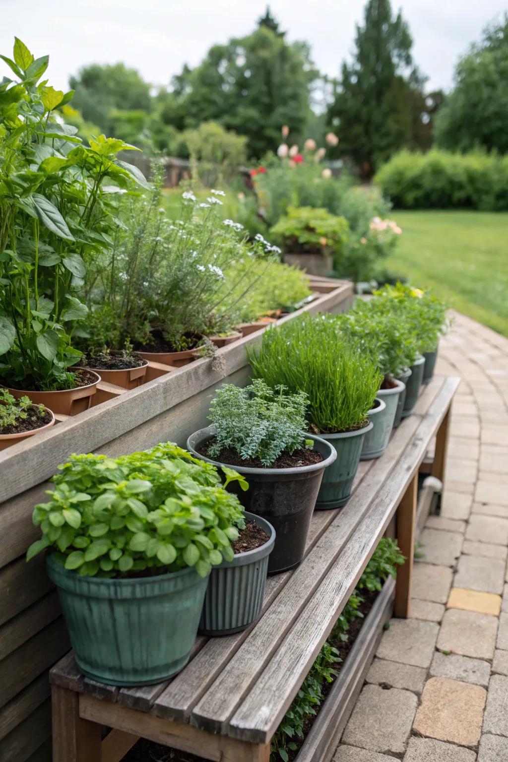 A practical and aromatic planter herb garden for your backyard.