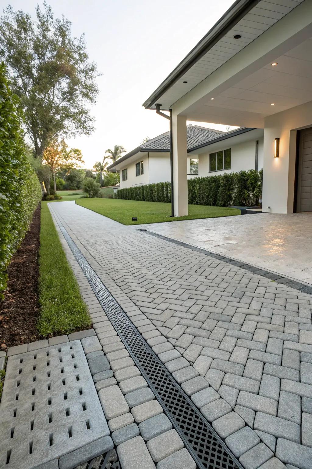 Permeable pavers combine sustainability with sleek design.