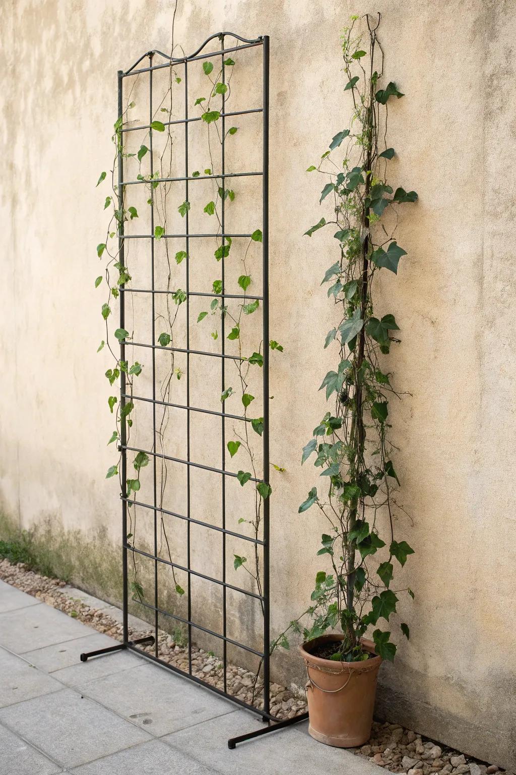 Embrace flexibility and style with a portable wire frame trellis, perfect for any sunlit spot in your garden.