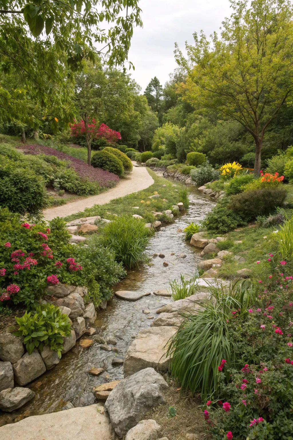Dry creek beds offer beauty and practical drainage solutions.