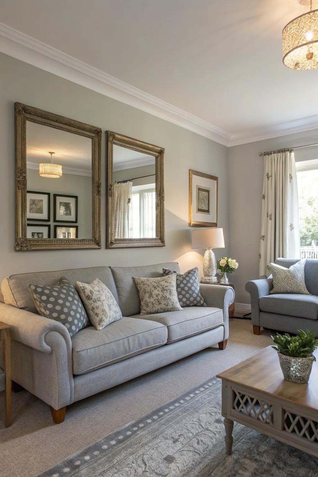 Reflectors enhance illumination and space within the living space.