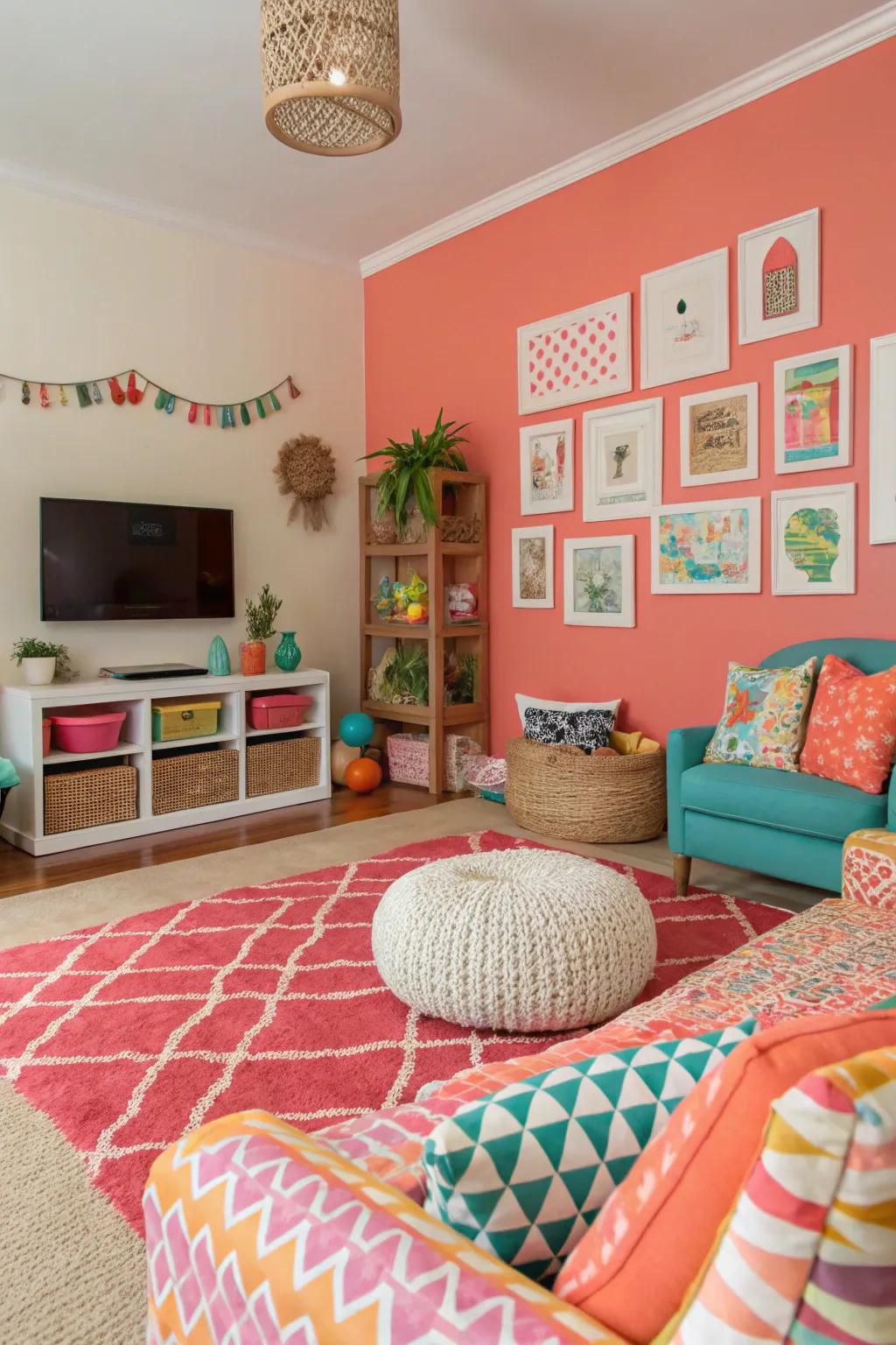 Reef walls impart vitality and vibrancy to this lively living space.