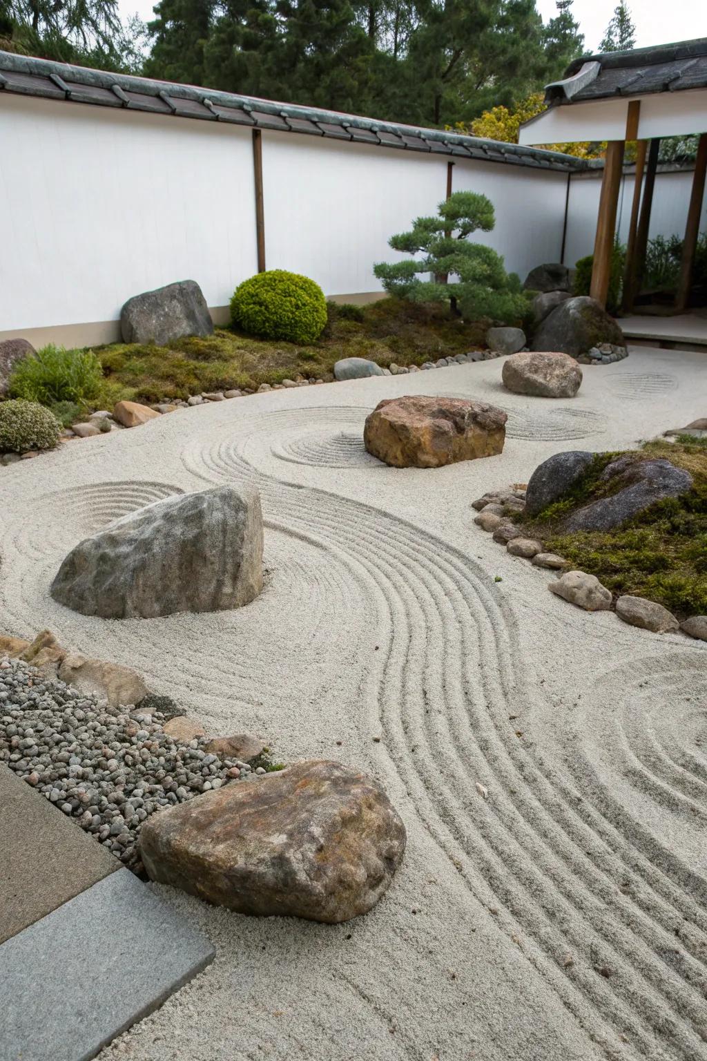 A Zen garden delivers a peaceful escape within your outdoor space.