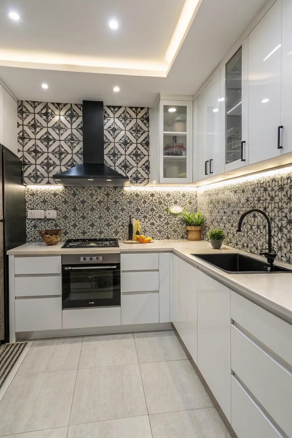 Monochrome mosaics offer a classic and modern appeal.