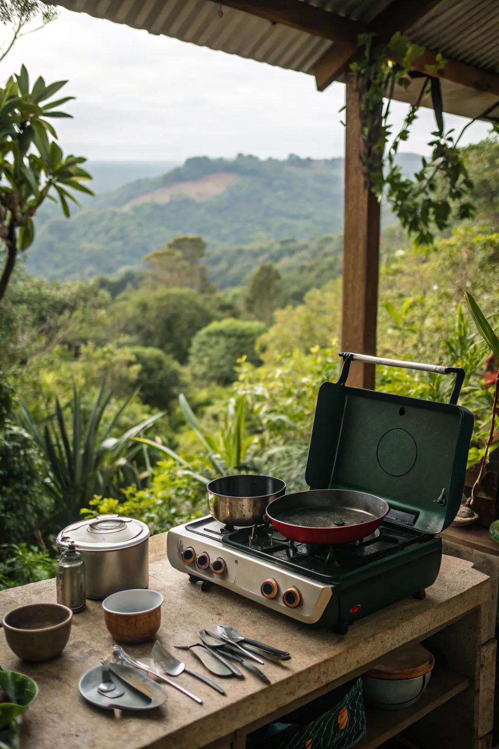 Portable propane stoves provide versatile cooking solutions off the grid.