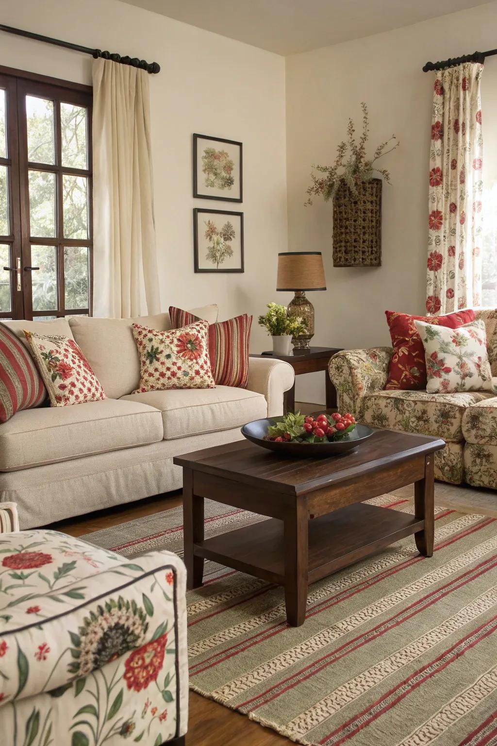 Thoughtfully mixed patterns that add character.