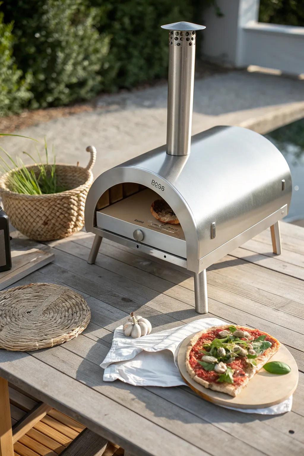 Embrace the art of alfresco dining with a chic portable pizza oven, your ticket to delicious adventures anywhere.